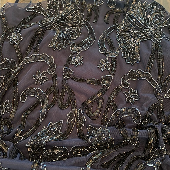 Aidan Mattox Navy Beaded Tulle Halter Dress NWT Size 6 - Picture 6 of 16